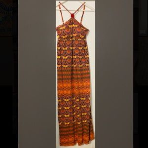 Boho Orange “Free Spirit” Tribal-Patterned Sun Dress